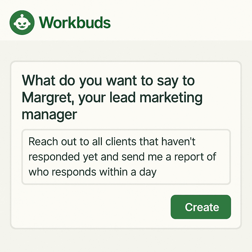 Mockup of a chat interface with an AI agent named Margret